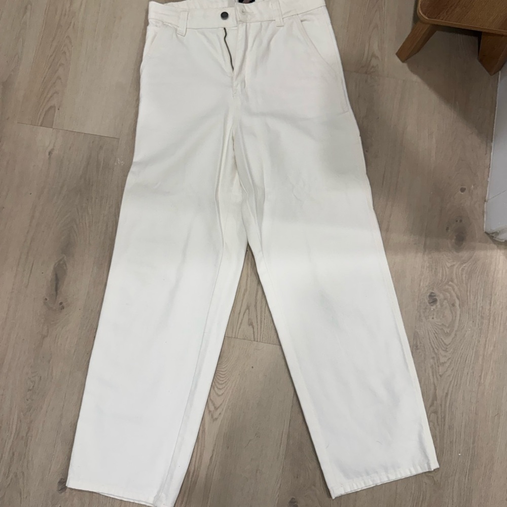 Dickies White High-Waist Straight Leg Carpenter Pants